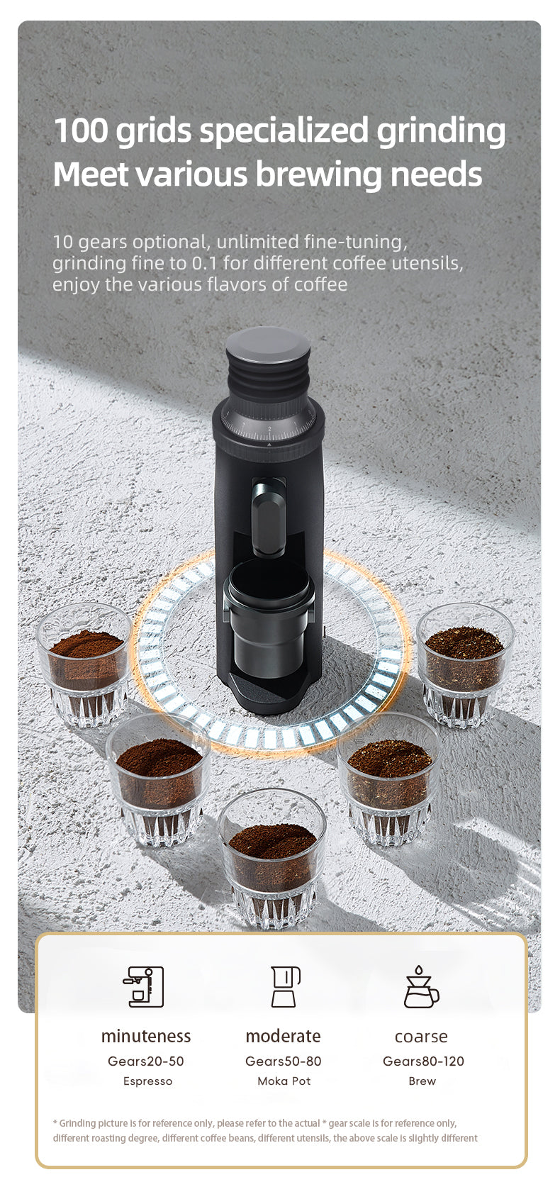 STARSEEKER EDGE63 Electric Coffee Grinder 63mm Cone Burr Espresso Brew Stepped fineness adjustment Bean Grinder Plasma Black