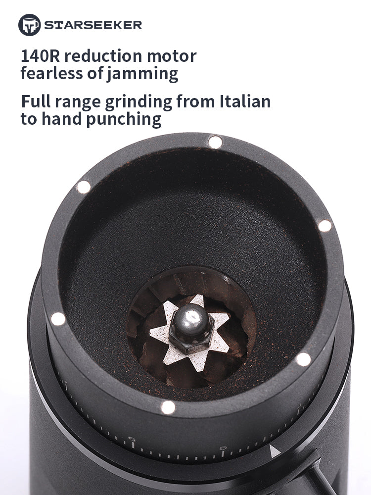 STARSEEKER EDGE Electric Coffee Grinder Aluminum Automatic Coffee Bean Grinder for French Press Drip Coffee and Espresso Removable Fineness Adjustment Magnetic Suction Port with Cup