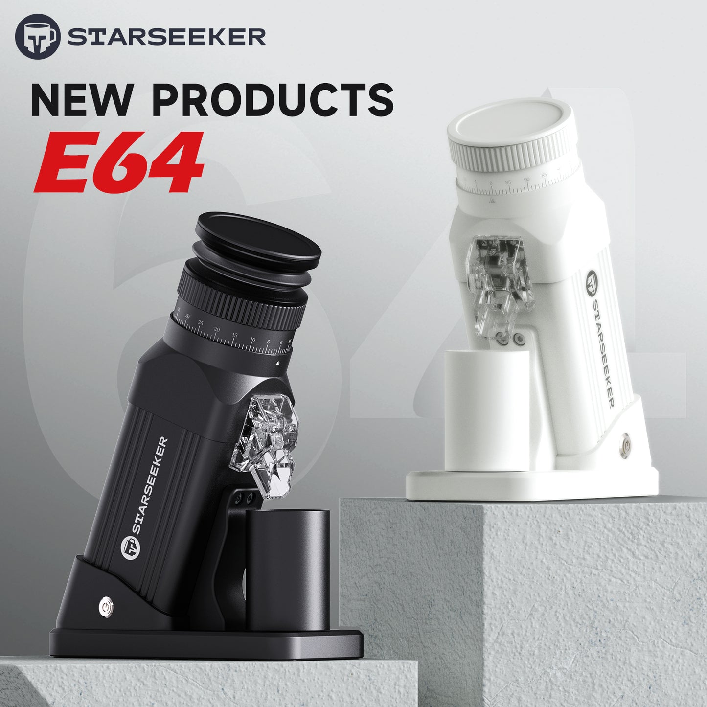 STARSEEKER E64 Electric Coffee Grinder 64MM Espresso Titanium Flat burr Stepless Fineness Adjustment Home Bean Grinder