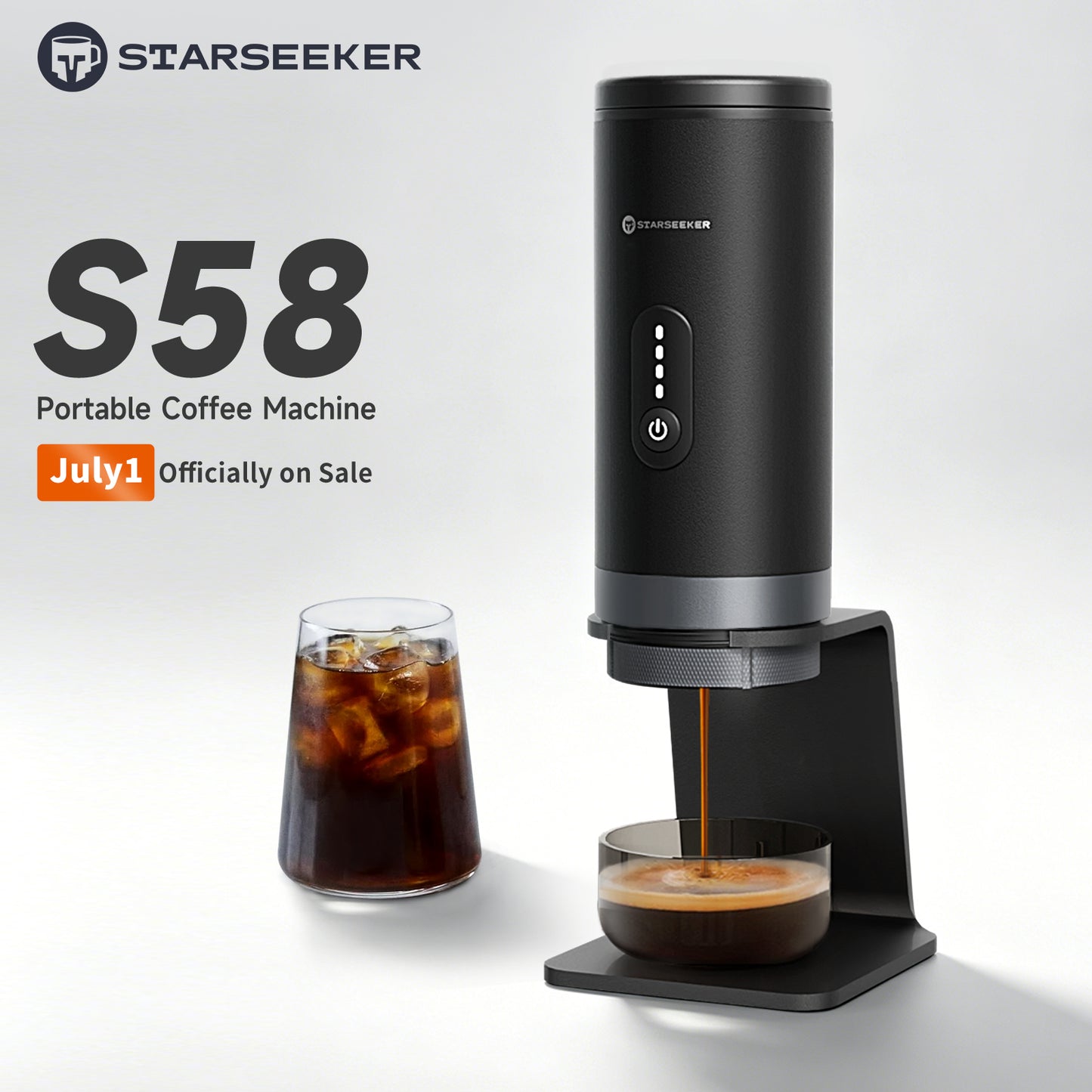 STARSEEKER S58 Portable Coffee Maker Travel Electric Capsule Espresso Machine With USB-C Wireless Heating Bottomless Extraction