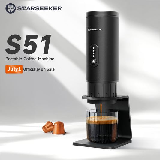 STARSEEKER S51 Portable Coffee Maker Travel Electric Capsule Espresso Machine With USB-C Wireless Heating Bottomless Extraction