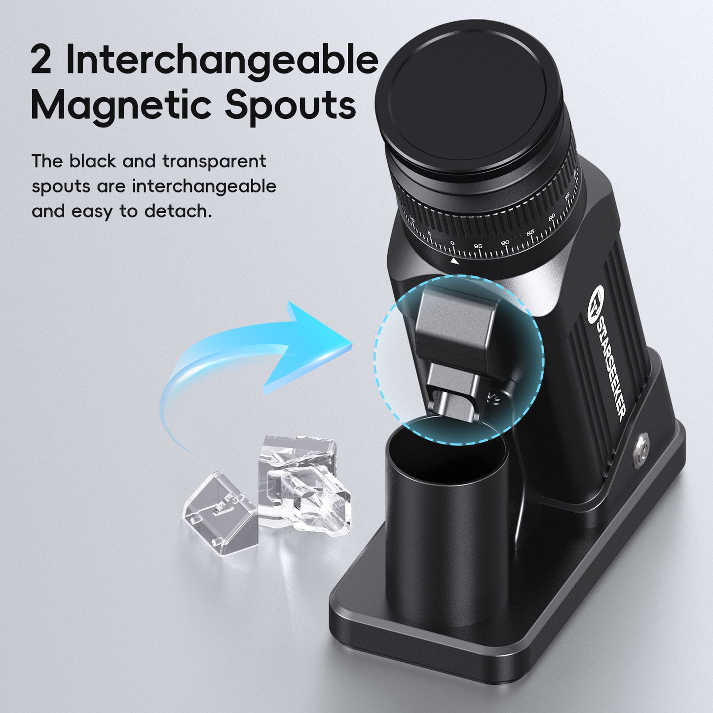 STARSEEKER E64 Electric Coffee Grinder 64MM Espresso Titanium Flat burr Stepless Fineness Adjustment Home Bean Grinder