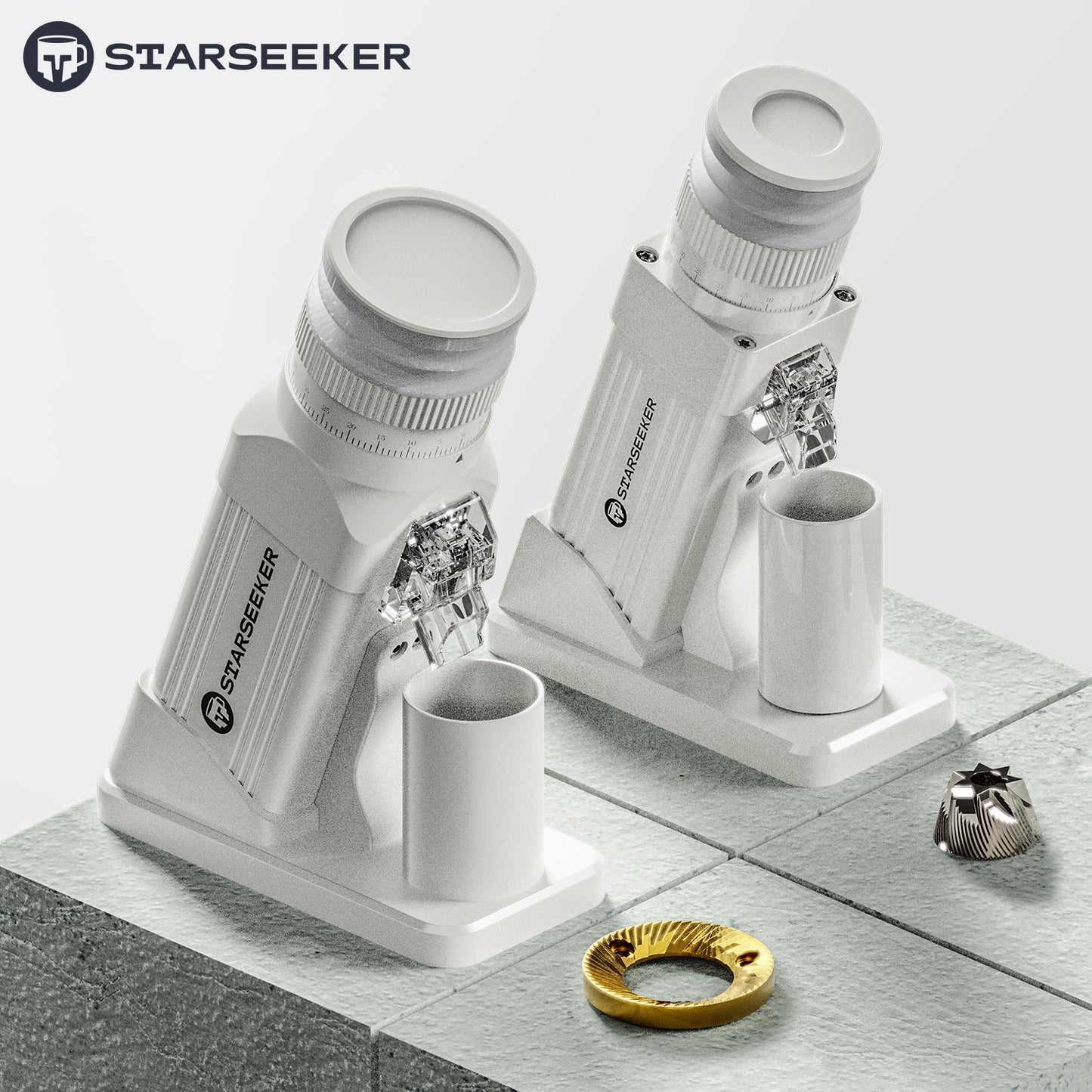 STARSEEKER E64 Electric Coffee Grinder 64MM Espresso Titanium Flat burr Stepless Fineness Adjustment Home Bean Grinder