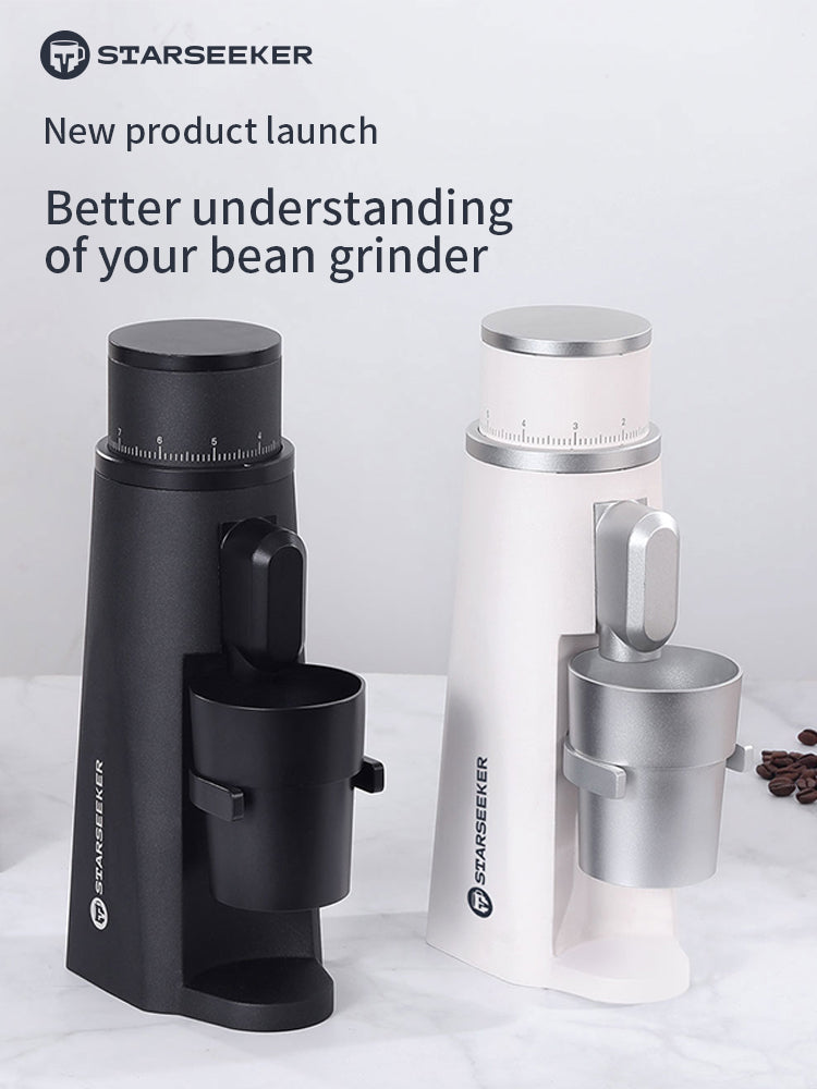 STARSEEKER EDGE Electric Coffee Grinder Aluminum Automatic Coffee Bean Grinder for French Press Drip Coffee and Espresso Removable Fineness Adjustment Magnetic Suction Port with Cup