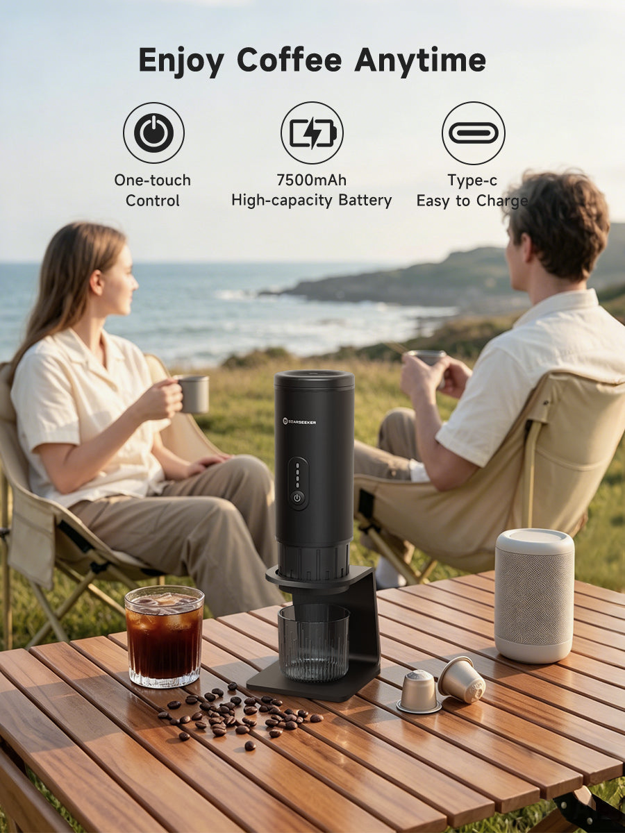 STARSEEKER S51 Portable Coffee Maker Travel Electric Capsule Espresso Machine With USB-C Wireless Heating Bottomless Extraction