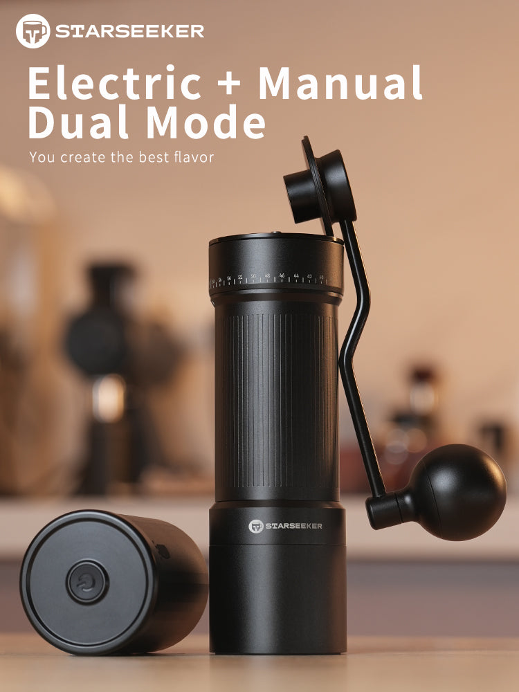 STARSEEKER 2-in-1 Black Burr Coffee Grinder - Manual & Electric, 40MM