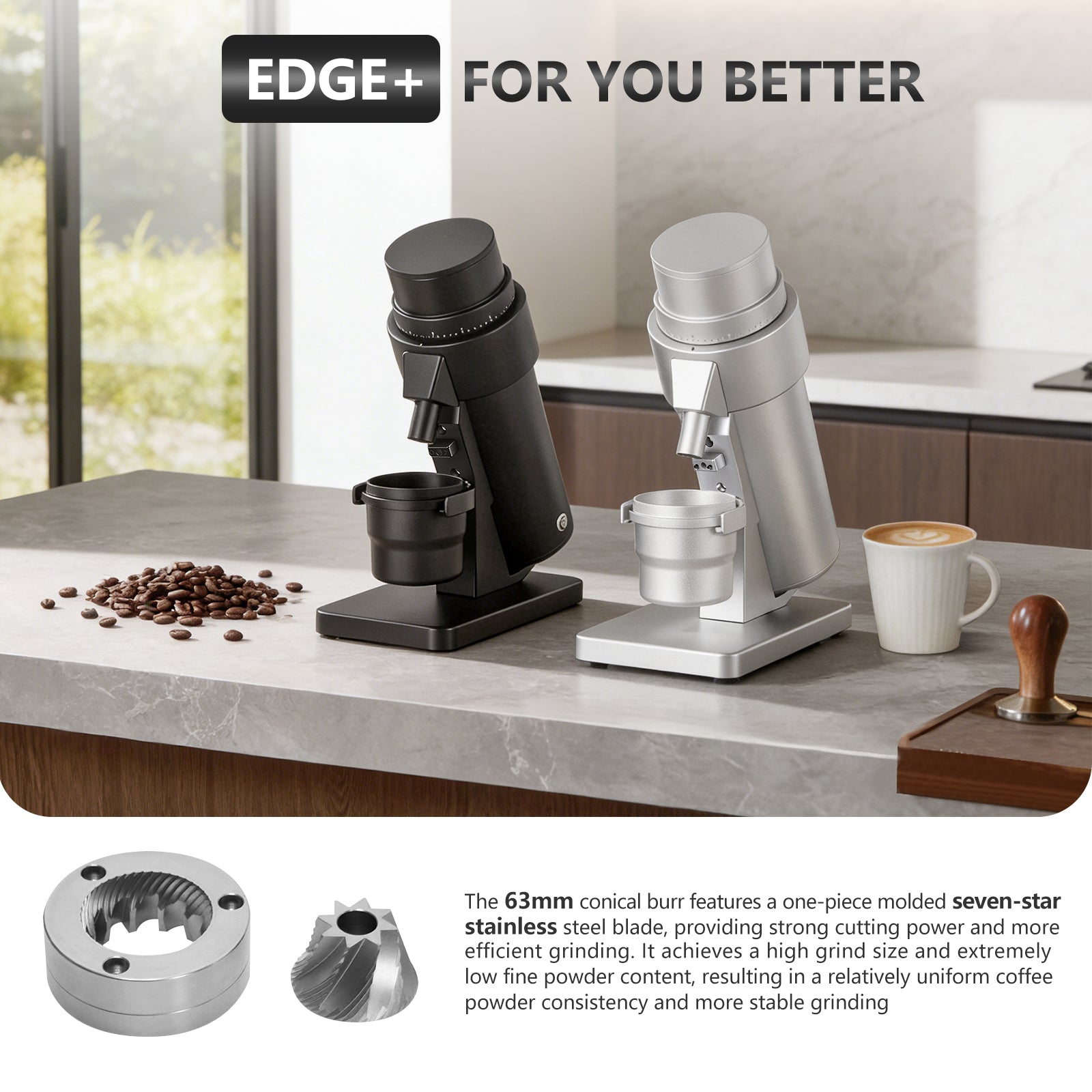 STARSEEKER EDGE Plus Electric Coffee Grinder,63MM Burr Coffee Grinder