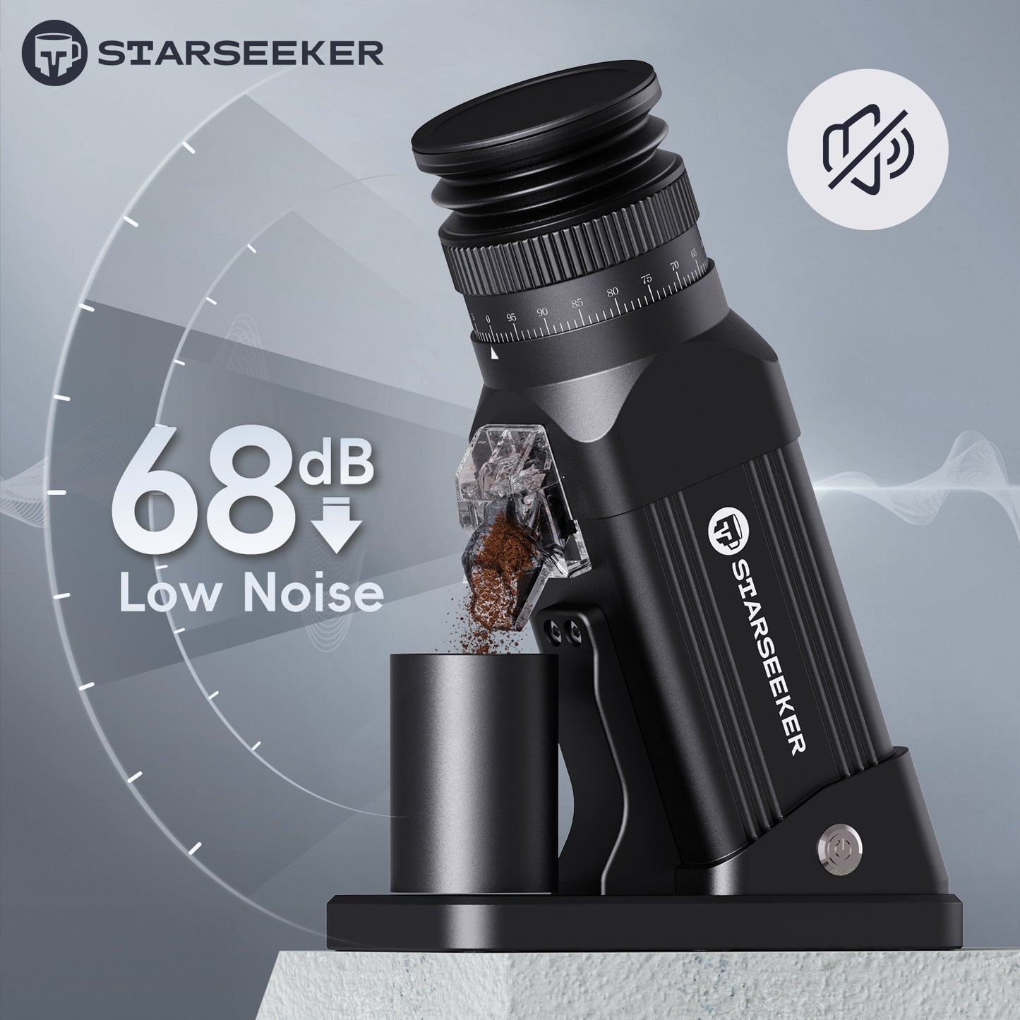 STARSEEKER E64 Electric Coffee Grinder 64MM Espresso Titanium Flat burr Stepless Fineness Adjustment Home Bean Grinder