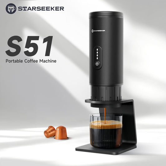 STARSEEKER S51 Portable Coffee Maker Travel Electric Capsule Espresso Machine With USB-C Wireless Heating Bottomless Extraction